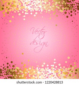 Vector illustration of Gold sparkles on a pink background. Vector design