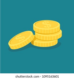 Vector illustration of a gold stack of dollar coins