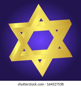 Vector illustration of Gold  Star of Dvid