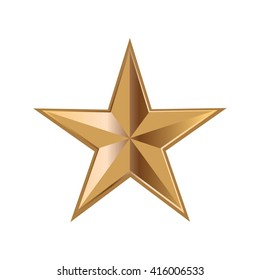 Vector illustration of Gold star on a white background.