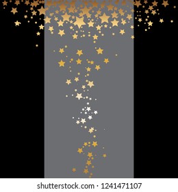Vector illustration of Gold stars on a gray and black background.