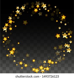 Vector Illustration with Gold Stars on Black Transparent Background.