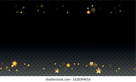 Vector Illustration with Gold Stars on Black Transparent Background. 