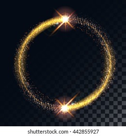 Vector illustration of Gold swirll magic light element.