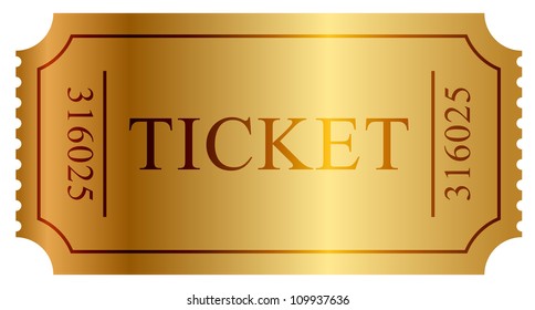 Vector Illustration Of Gold Ticket