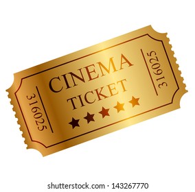 Vector Illustration Of Gold Ticket