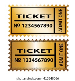 Vector illustration of gold ticket