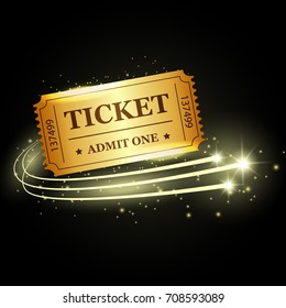 Vector Illustration Of Gold Ticket