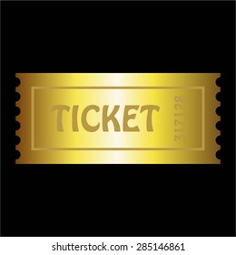 Vector illustration of Gold ticket on a black background.