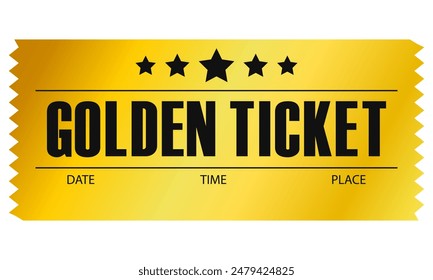 Vektorillustration des Goldtickets. Ticket-Vorlage