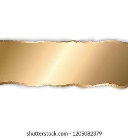 Vector illustration Gold torn paper. Template background