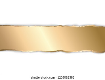 Vector illustration Gold torn paper. Template background