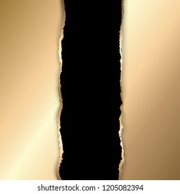 Vector illustration Gold torn paper. Template background