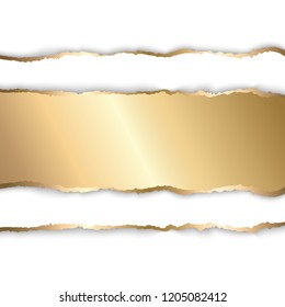 Vector illustration Gold torn paper. Template background