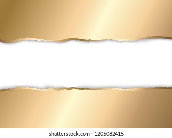 Vector illustration Gold torn paper. Template background