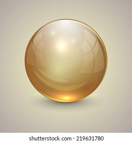 Vector illustration of gold transparent globe on light background