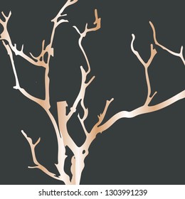Vector illustration of gold tree/branches on dark grey background