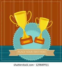 vector illustration of gold trophy against abstract background