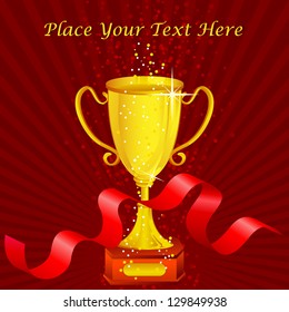 vector illustration of gold trophy against abstract background