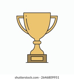 Vector illustration of a gold trophy with handles on a brown base. Suitable for awards, achievements, competitions, sports, and recognition-related projects