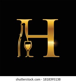 Eine Vektorgrafik des Logos für die Erstaufschrift der goldenen Weinflasche H