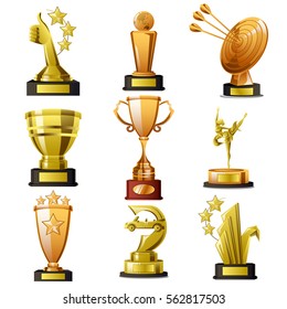 A vector illustration of Gold Winning Trophy Designs