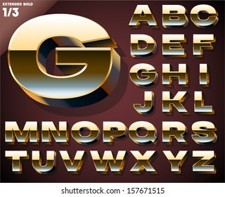 Vector Illustration Golden 3d Alphabet Art Stock Vector (Royalty Free ...