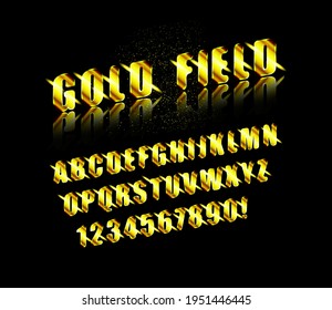 Vector illustration of golden alphabet. Art Deco style.