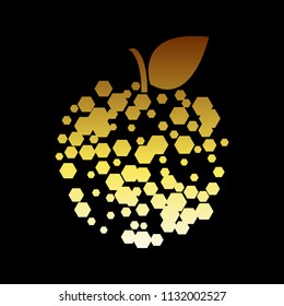Vector illustration of Golden apple on a black background.