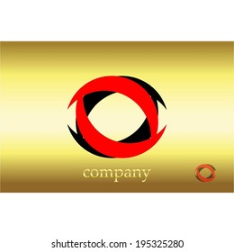 Vector illustration of Golden background, red - black figure
