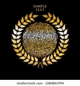 Vector illustration of a golden ball and laurel wreath on a black background.