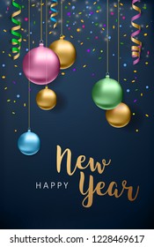 Vector illustration of Golden balls background with sparkling