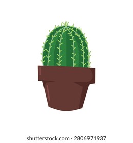 Vector illustration of golden barel cactus on pot for sticker for your desain for your illustration