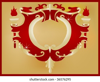Vector illustration of golden baroque frame