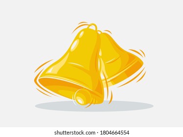 Vector illustration of Golden bells making a ringing sound