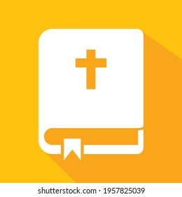 Vector illustration of golden Bible icon in flat style.