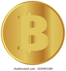 Vector illustration of a golden bitcoin on a white background. Bitcoins Falling Illustration. 