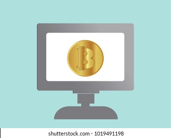 Vector illustration of a golden bitcoin on a white background. Bitcoins Falling Illustration. 