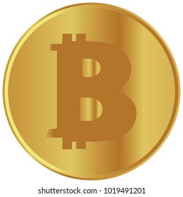 Vector illustration of a golden bitcoin on a white background. Bitcoins Falling Illustration. 