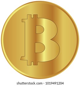Vector illustration of a golden bitcoin on a white background. Bitcoins Falling Illustration. 