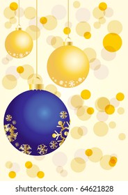 Vector illustration of golden and blue balls