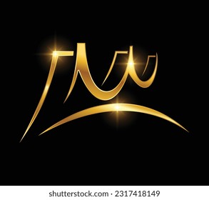 A vector Illustration of Golden Bridge Logo Vector Icon in black background with gold shine effect