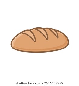 Ilustração vetorial de um pão marrom dourado com três cortes diagonais no topo. Ideal para padaria, comida, culinária e projetos de alimentação saudável