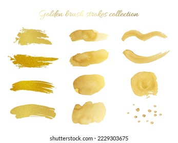 Vektorgrafik der Kollektion der goldenen Pinselstriche.