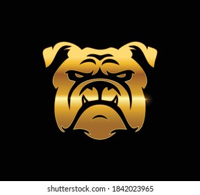 A Vector Illustration of Golden Bulldog Logo Sign in black background