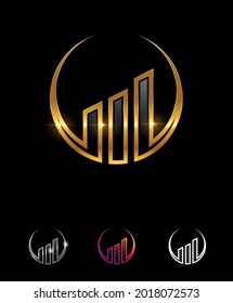 A Vector Illustration of Golden Business Finance Premium Company Logo in black background with gold shine effect fro luxury and royal logo
