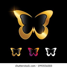 A vector Illustration of Golden Butterfly Vector Sign