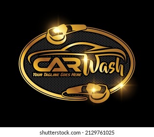 Ein Vektorgrafik-Zeichen für das Auto-Wash-Logo von Golden Car