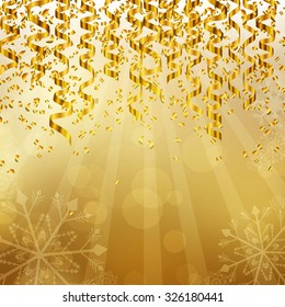Vector Illustration of a Golden Christmas Background