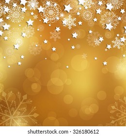 Vector Illustration of a Golden Christmas Background